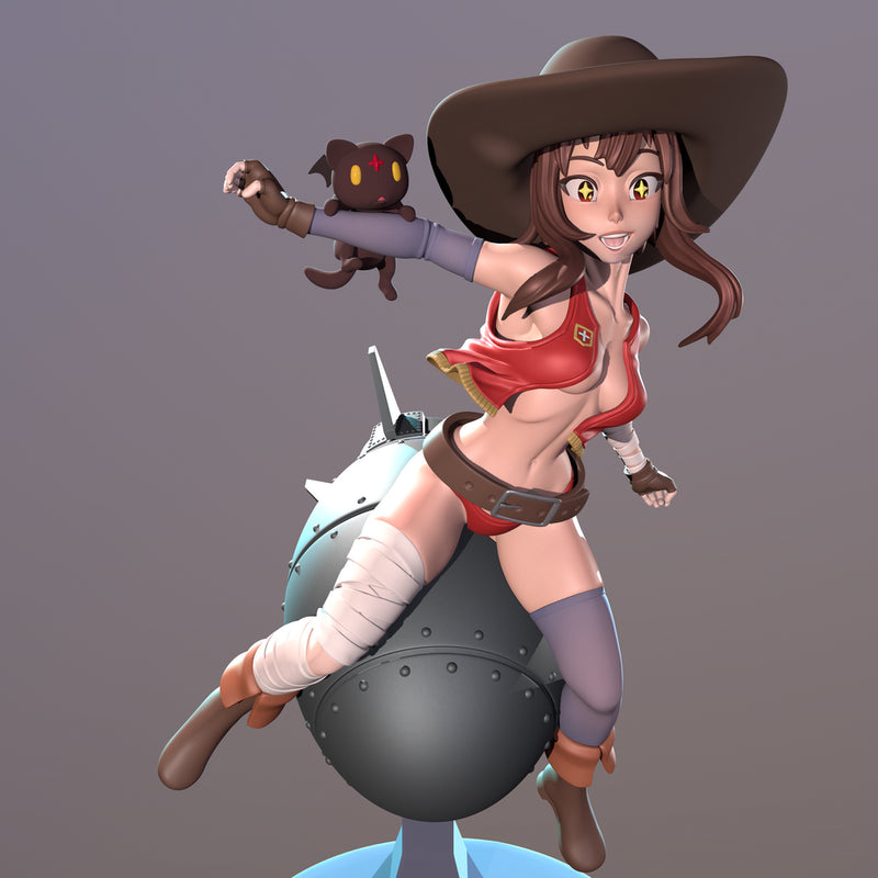 Megu Nuke Rider | Pin-Up Statue Fan Art Miniature Unpainted | Dinamuu3D
