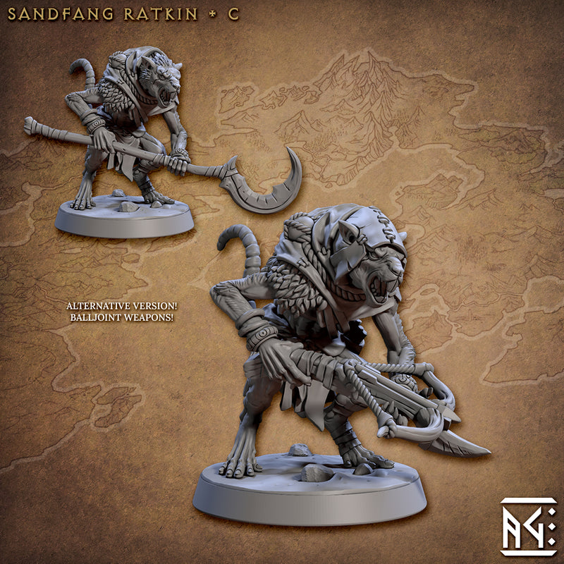 Ratkin Miniatures | Sandfang Ratkin | Fantasy D&D Miniature | Artisan Guild