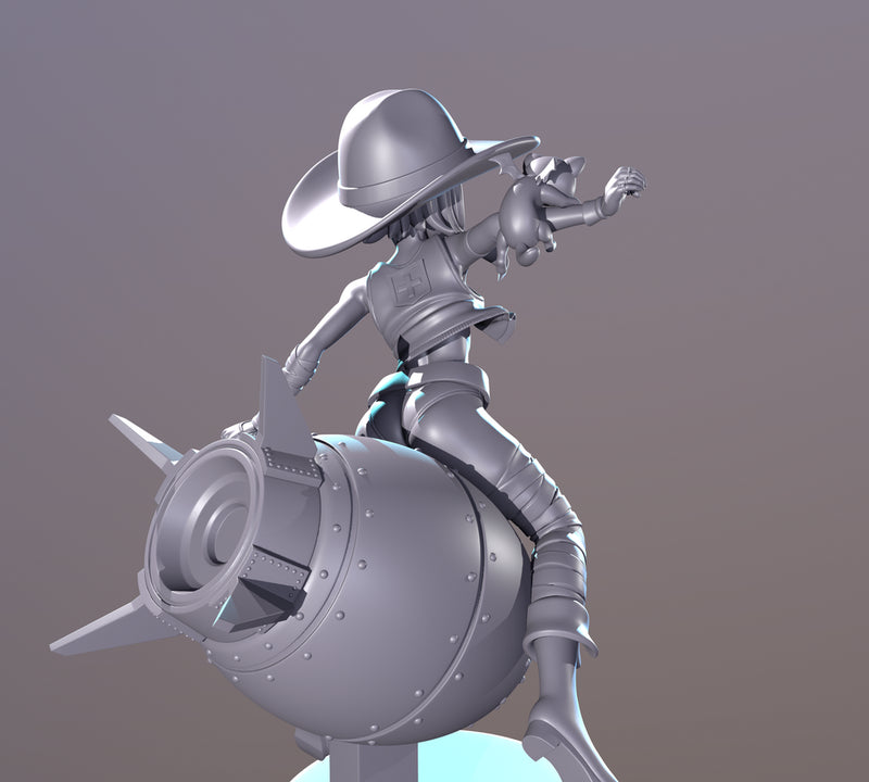 Megu Nuke Rider | Pin-Up Statue Fan Art Miniature Unpainted | Dinamuu3D