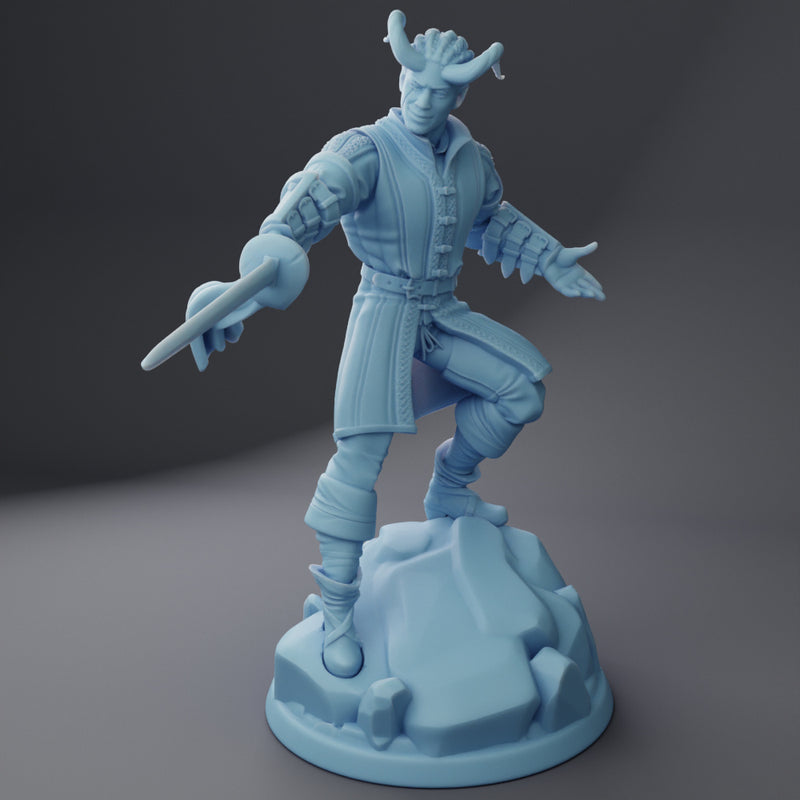 Wil the Tiefling Warlock | Fantasy Miniature | Twin Goddess Miniatures