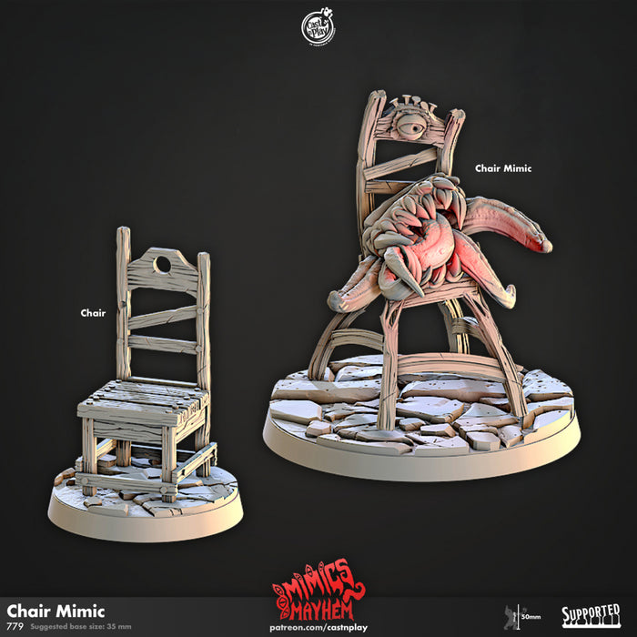Chair Mimic Miniatures | Mimics Mayhem | Fantasy Miniature | Cast n Play