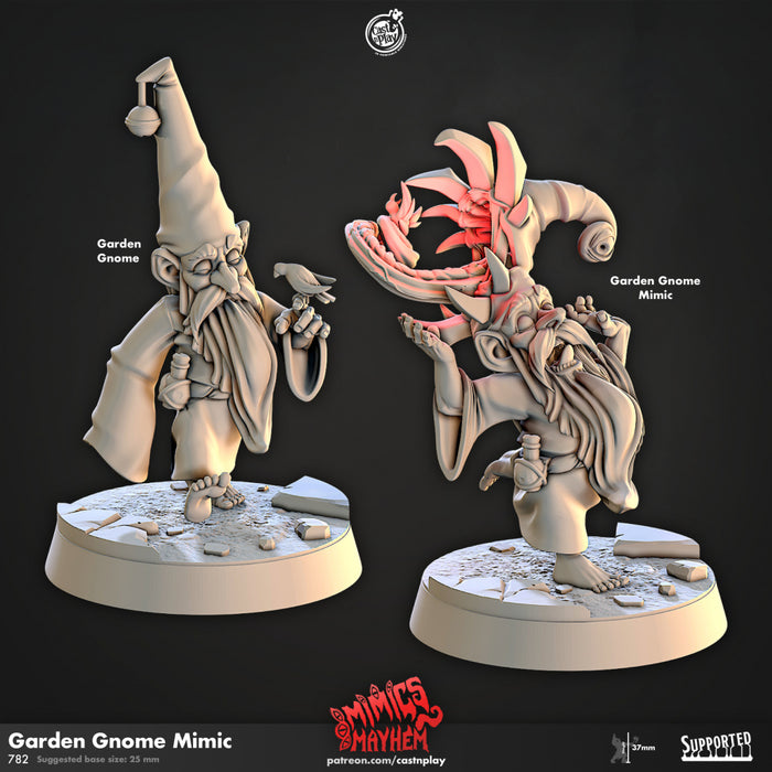 Garden Gnome Mimic Miniatures | Mimics Mayhem | Fantasy Miniature | Cast n Play