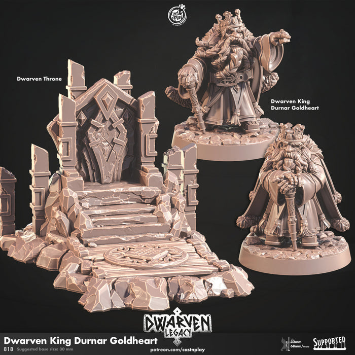 Dwarven King Durnar Goldheart Miniatures | Dwarven Legacy | Fantasy Miniature | Cast n Play