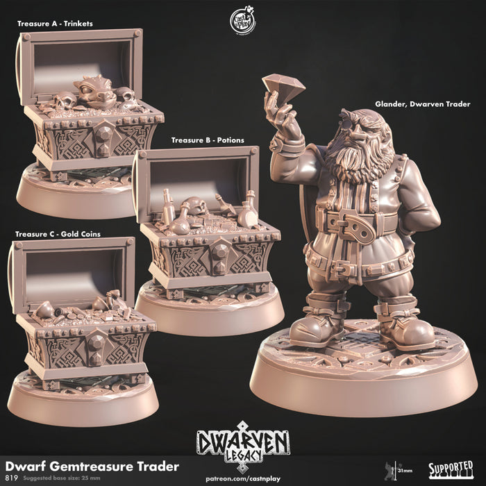 Glander Dwarver Trader Miniatures | Dwarven Legacy | Fantasy Miniature | Cast n Play