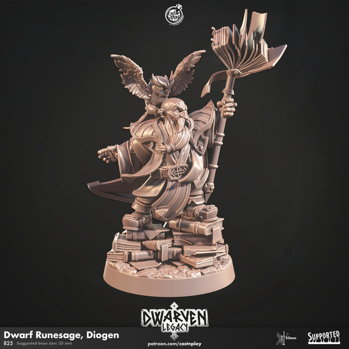 Dwarf Runesage Diogen | Dwarven Legacy | Fantasy Miniature | Cast n Play