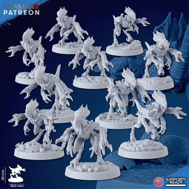 Swarm Shardling Miniatures | Xeno Bugs | Grimdark Proxy Miniature | Ghamak