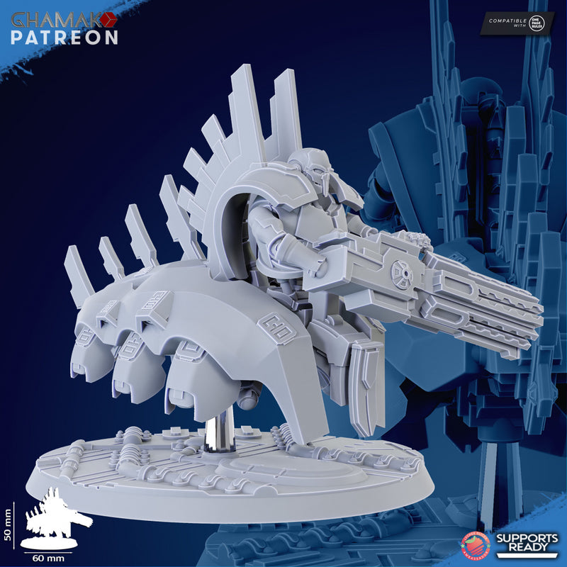 Armored Flying Soldier | Necrobots | Grimdark Proxy Miniature | Ghamak