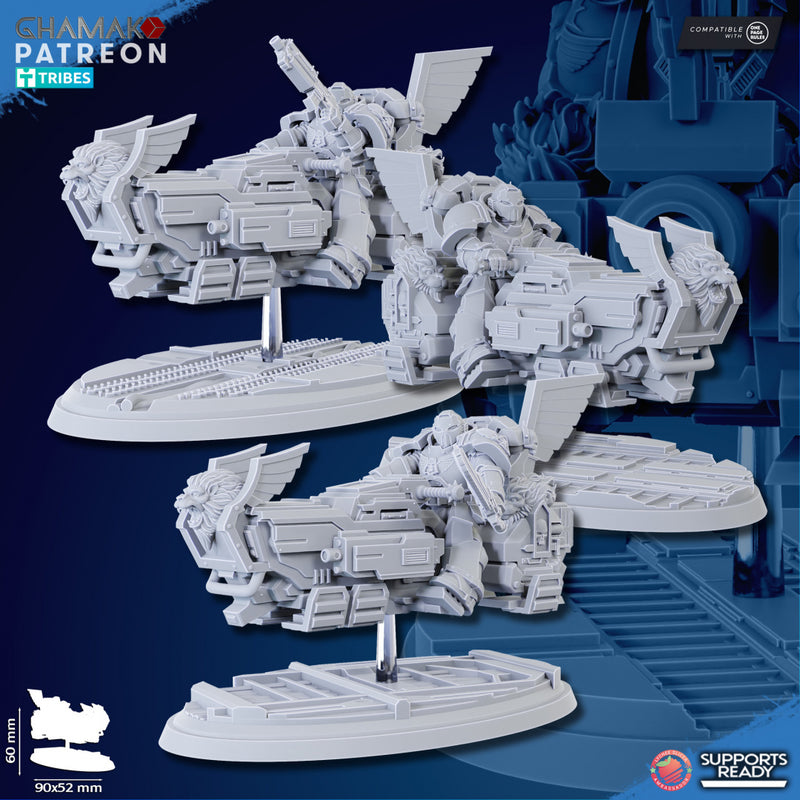 Winged Lions Grav Bike Miniatures | Loyal Brotherhood | Grimdark Proxy Miniature | Ghamak