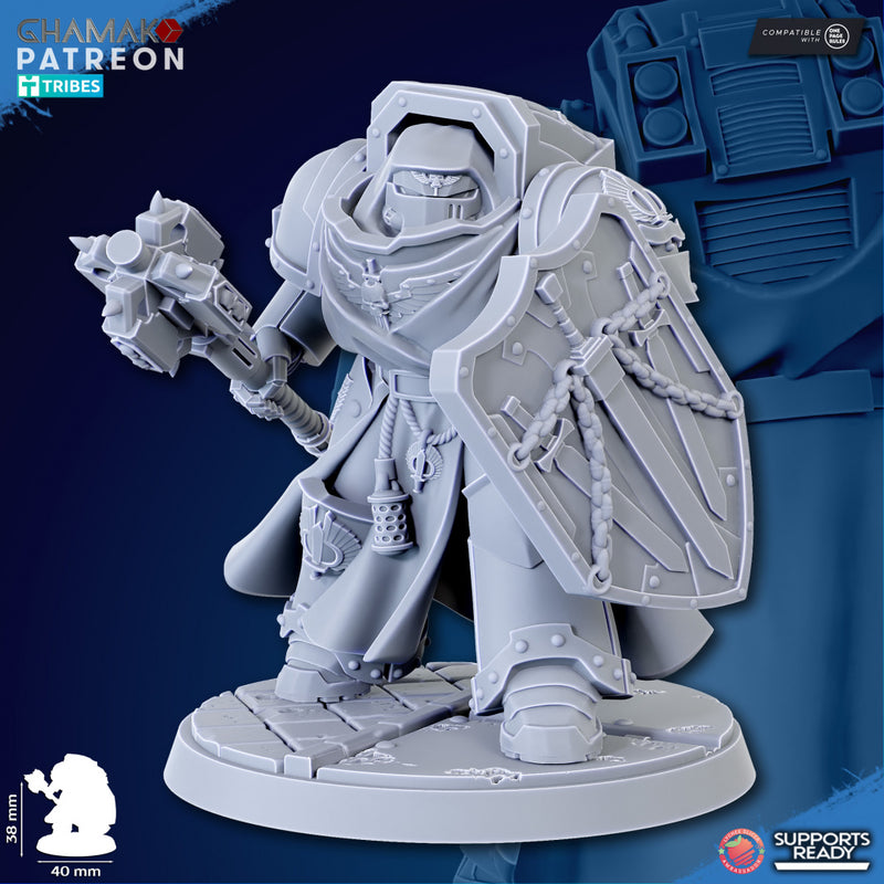 Crusader of Death w/ Maul A | Loyal Brotherhood | Grimdark Proxy Miniature | Ghamak