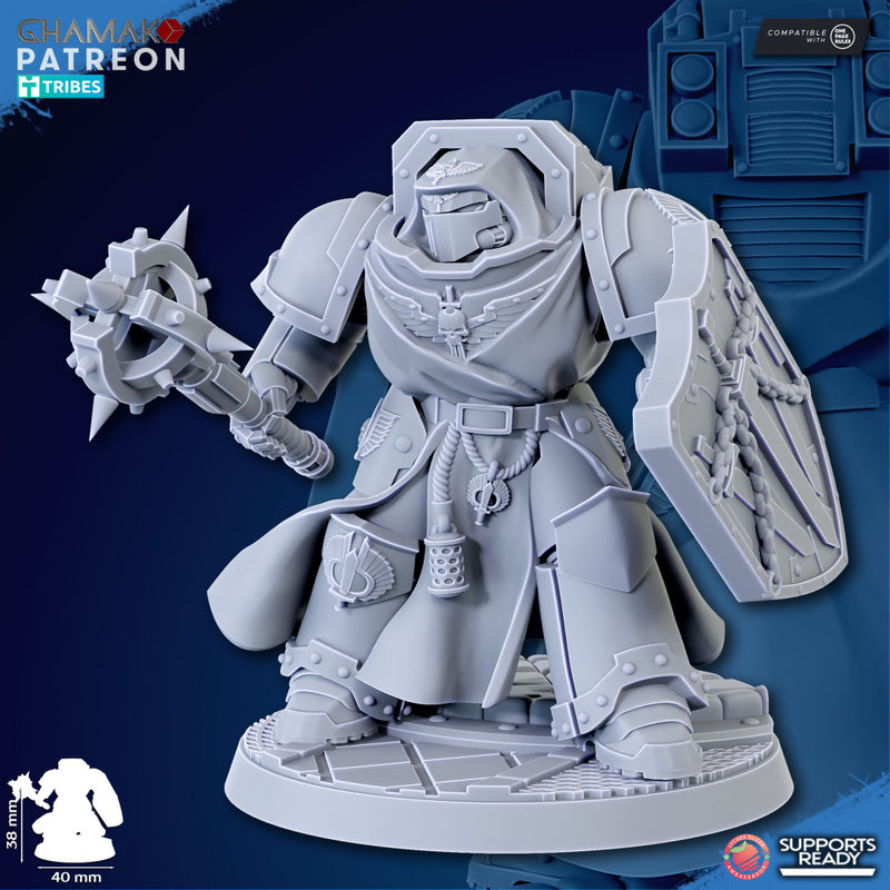 Crusader of Death w/ Maul E | Loyal Brotherhood | Grimdark Proxy Miniature | Ghamak