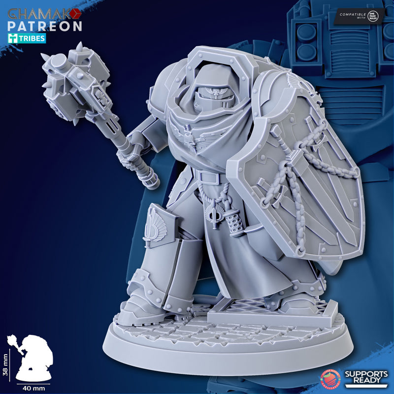 Crusader of Death w/ Maul B | Loyal Brotherhood | Grimdark Proxy Miniature | Ghamak