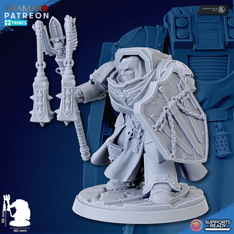 Crusader of Death w/ Maul C | Loyal Brotherhood | Grimdark Proxy Miniature | Ghamak