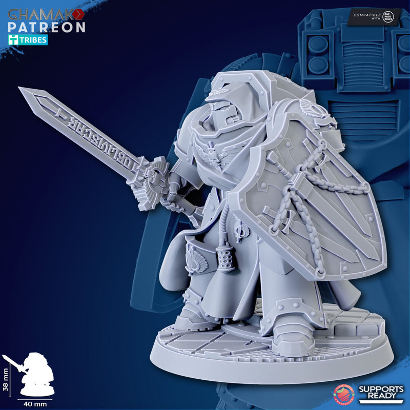 Crusader of Death w/ Sword C | Loyal Brotherhood | Grimdark Proxy Miniature | Ghamak