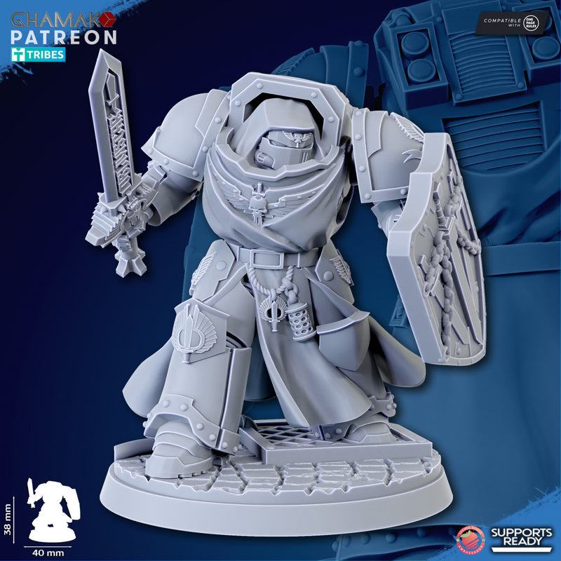 Crusader of Death w/ Sword D | Loyal Brotherhood | Grimdark Proxy Miniature | Ghamak