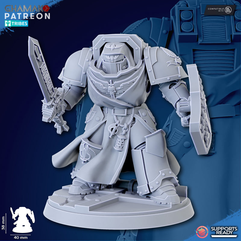 Crusader of Death w/ Sword E | Loyal Brotherhood | Grimdark Proxy Miniature | Ghamak