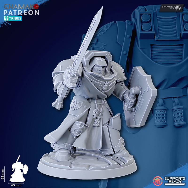 Crusader of Death w/ Sword B | Loyal Brotherhood | Grimdark Proxy Miniature | Ghamak