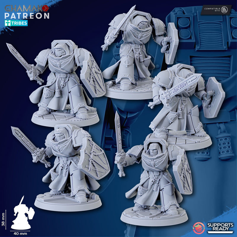 Crusaders of Death w/ Sword Miniatures | Loyal Brotherhood | Grimdark Proxy Miniature | Ghamak