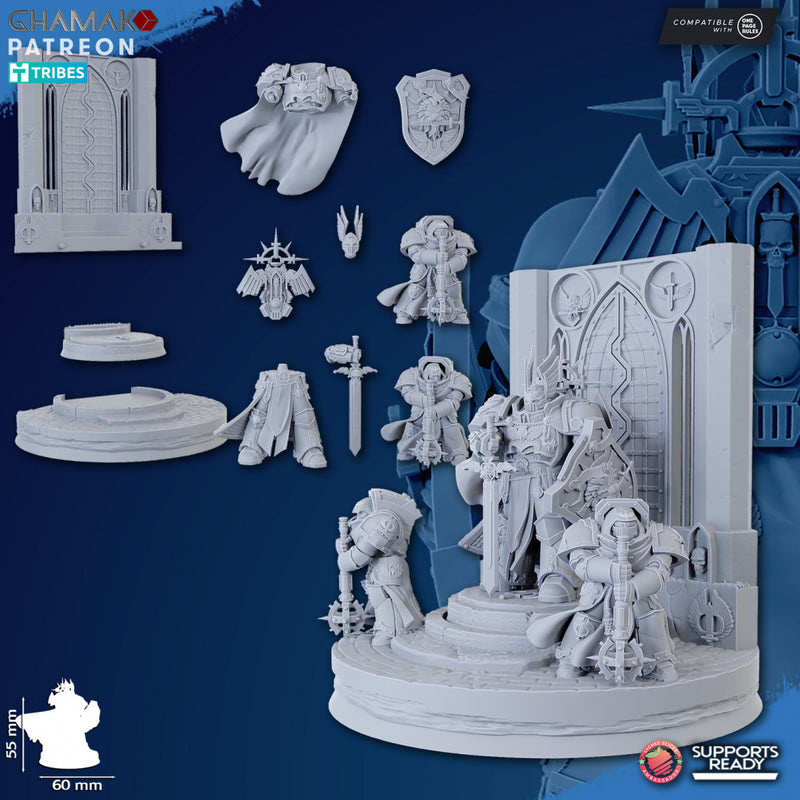 Parsifal Firstborn w/ Guards | Loyal Brotherhood | Grimdark Proxy Miniature | Ghamak