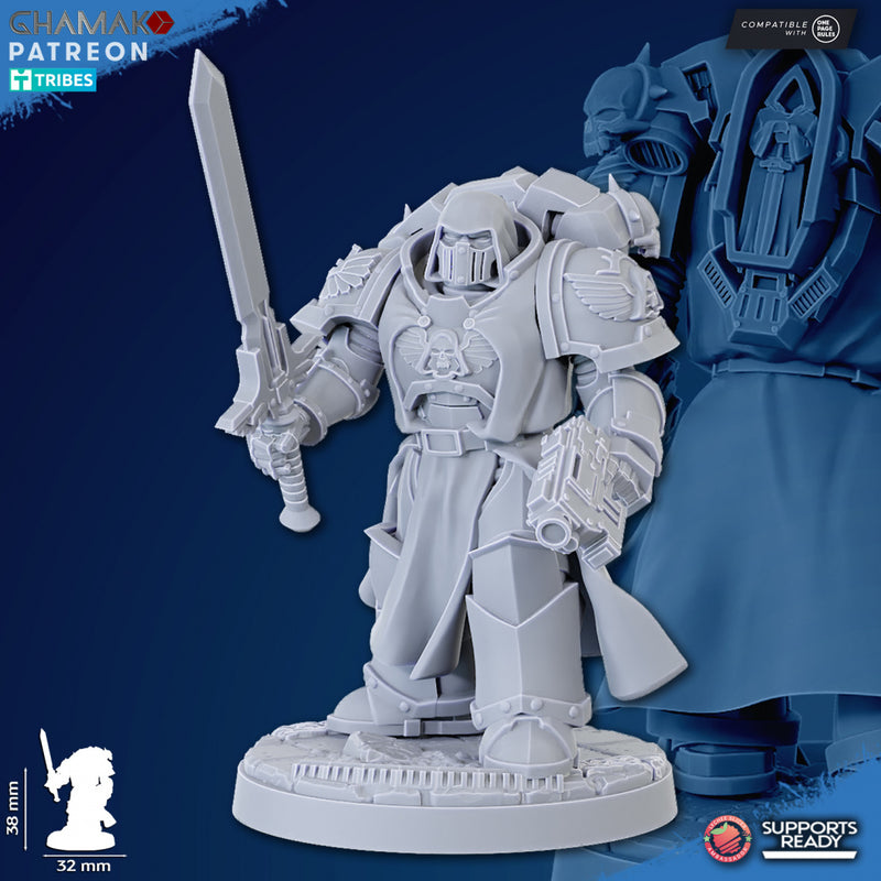 Vengeful Angel Veteran I | Loyal Brotherhood | Grimdark Proxy Miniature | Ghamak