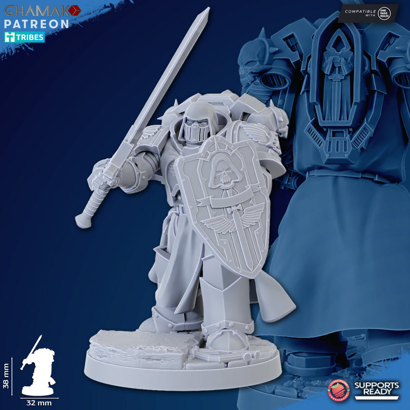 Vengeful Angel Veteran H | Loyal Brotherhood | Grimdark Proxy Miniature | Ghamak