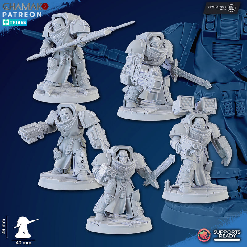 Exterminator Command Squad Miniatures | Loyal Brotherhood | Grimdark Proxy Miniature | Ghamak