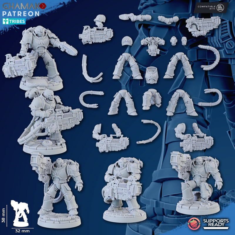 Plasma Devastation Warrior Miniatures | Loyal Brotherhood | Grimdark Proxy Miniature | Ghamak