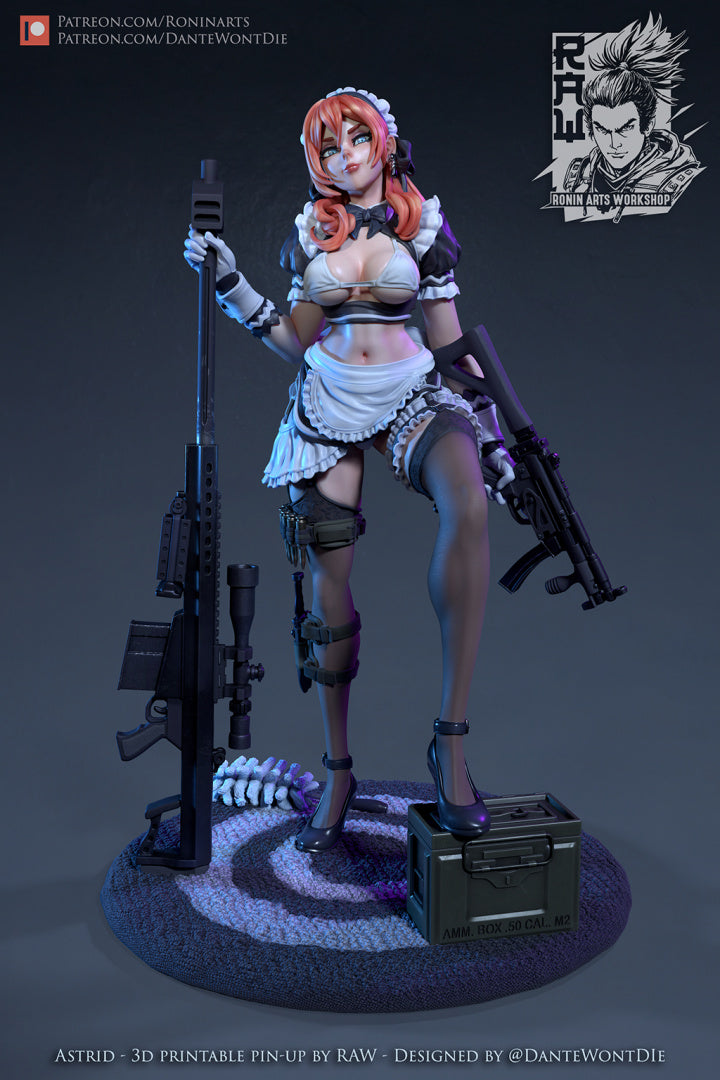T.A.C. Maid Astrid | Pin-Up Statue Fan Art Miniature Unpainted | Ronin Arts Workshop