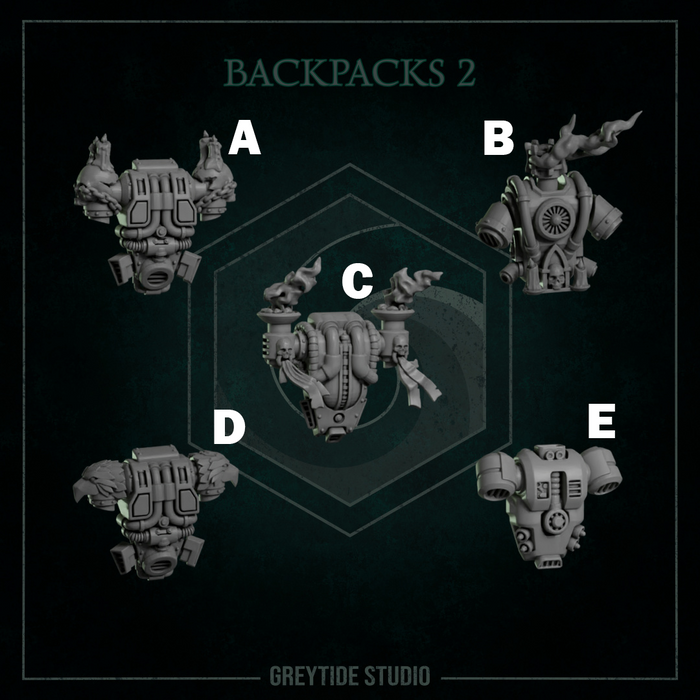 Space Warrior Backpacks Pack 2 | Eternal Pilgrims | Grey Tide Studio | Sci-Fi Grimdark Custom Bitz Wargaming Miniatures 28mm 32mm