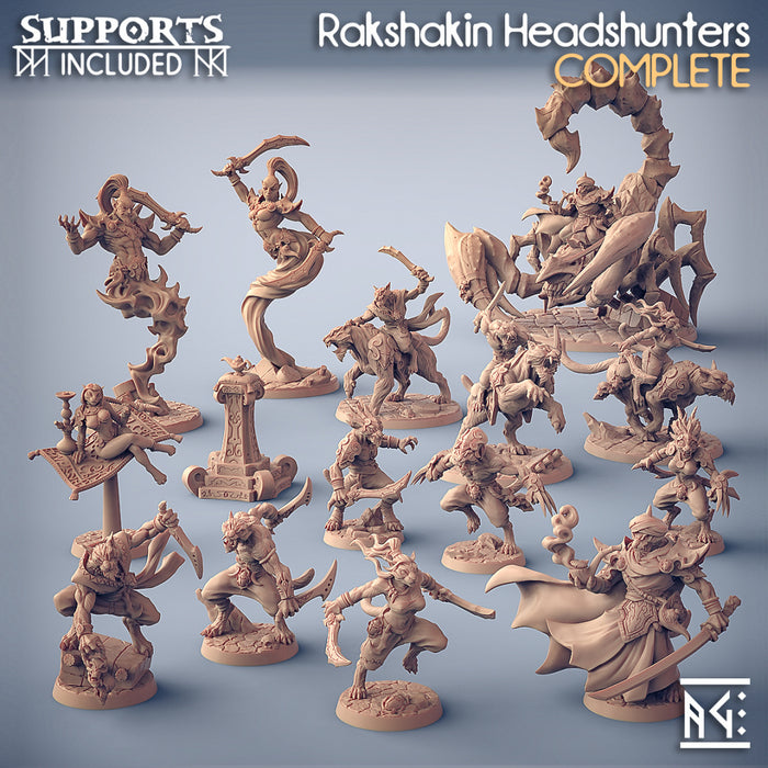 Rakshakin Headhunter Miniatures (Full Set) | Fantasy D&D Miniature | Artisan Guild