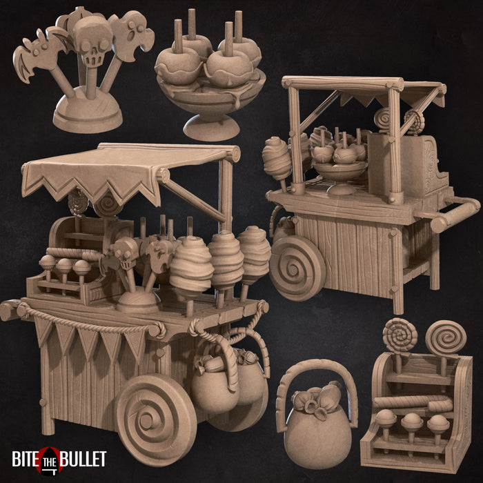 Candy Cart Scenery Pack | Bullet Town Halloween | Fantasy Miniature | Bite the Bullet