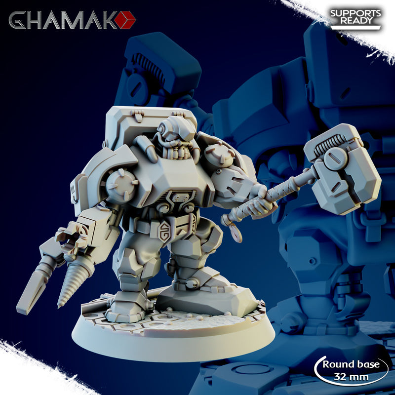 Thoradin Lord of Engines Miniatures | Space Dwarves | Grimdark Proxy Miniature | Ghamak