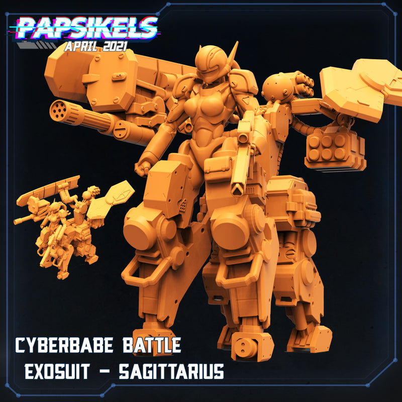 Cyber Babe Battle Exosuit Miniatures | Cyberpunk | Sci-Fi Miniature | Papsikels