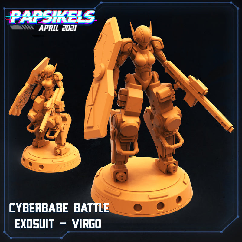 Cyber Babe Battle Exosuit Miniatures | Cyberpunk | Sci-Fi Miniature | Papsikels