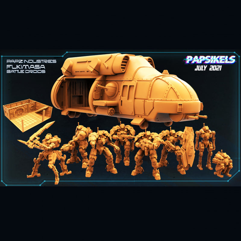 Battle Droid Dropship Miniatures | Cyberpunk | Sci-Fi Miniature | Papsikels