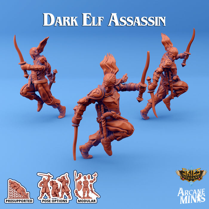 Dark Elf Assassin A | Skies of Sordane | Fantasy Miniature | Arcane Minis
