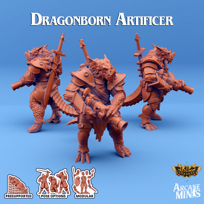 Dragonborn Artificer A | Skies of Sordane | Fantasy Miniature | Arcane Minis