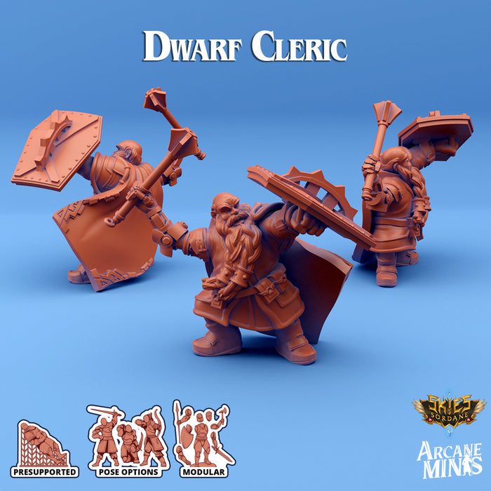 Dwarf Cleric B | Skies of Sordane | Fantasy Miniature | Arcane Minis