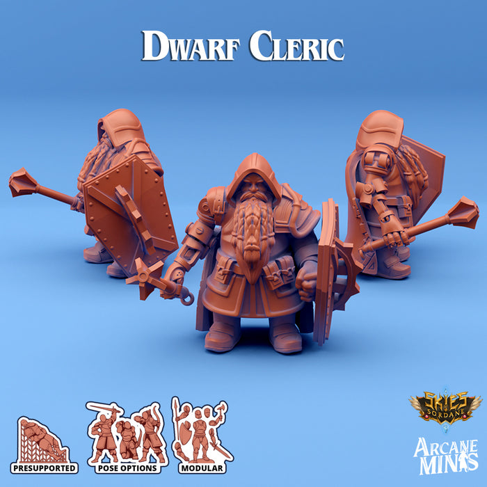 Dwarf Cleric C | Skies of Sordane | Fantasy Miniature | Arcane Minis