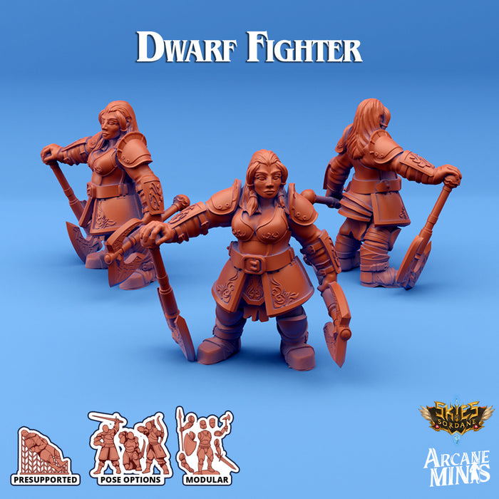 Dwarf Fighter A | Skies of Sordane | Fantasy Miniature | Arcane Minis