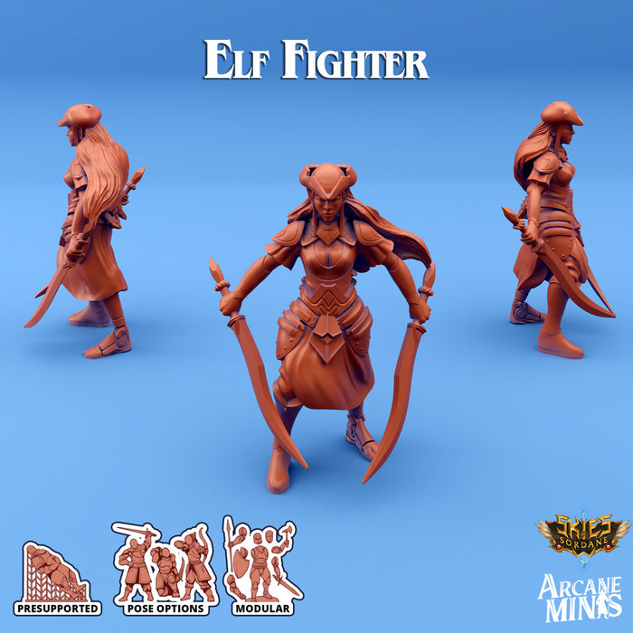Elf Fighter B | Skies of Sordane | Fantasy Miniature | Arcane Minis