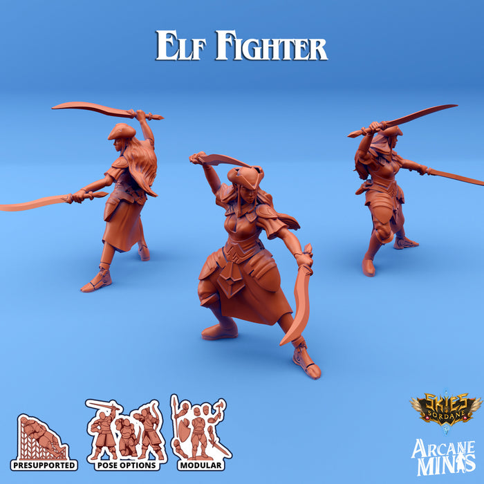 Elf Fighter A | Skies of Sordane | Fantasy Miniature | Arcane Minis
