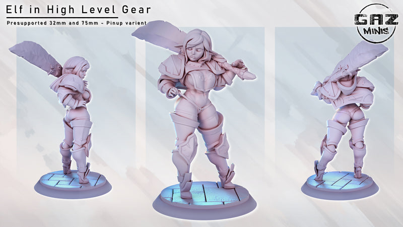 Elf Warrior High Level Gear | Fantasy Pin-Up | Fantasy Miniature | Gaz Minis