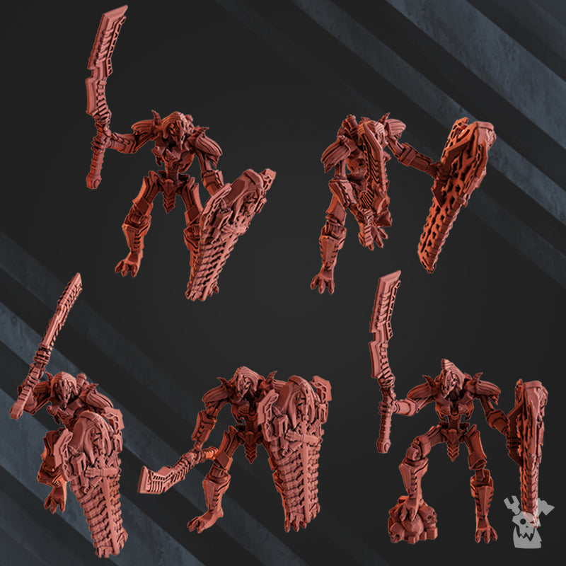 Lych Command Squad w/ Sword & Shield | Robot Legions | Grimdark Miniature | DakkaDakka