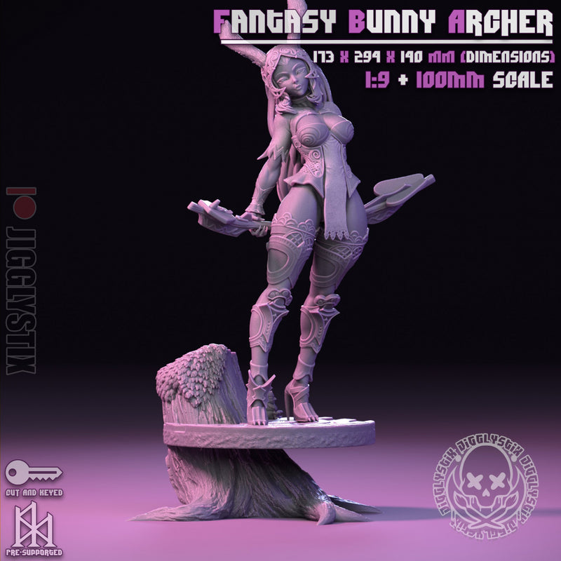Fantasy Bunny Archer | Pin-Up Statue Fan Art Miniature Unpainted | Jigglystix
