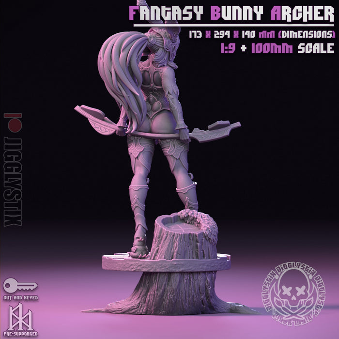 Fantasy Bunny Archer | Pin-Up Statue Fan Art Miniature Unpainted | Jigglystix