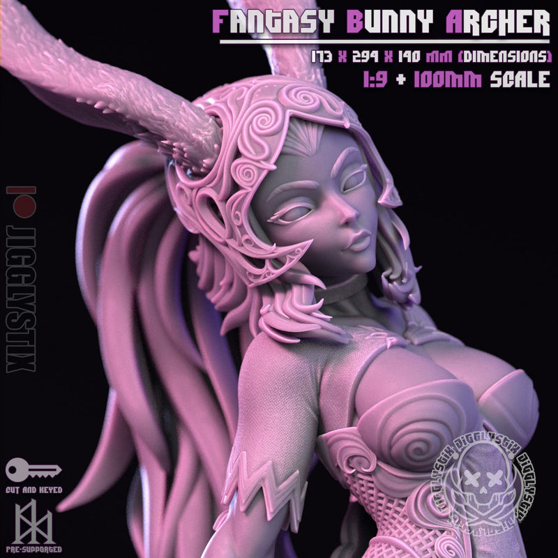 Fantasy Bunny Archer | Pin-Up Statue Fan Art Miniature Unpainted | Jigglystix