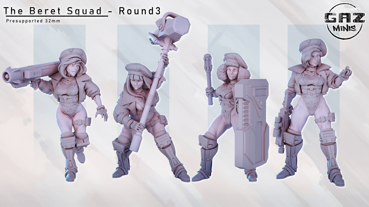 Beret Squad Round 3 Miniatures | Pin-up | Fantasy Miniature | Gaz Minis