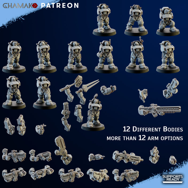Boarder's Warriors Miniatures | Space Dwarves | Grimdark Proxy Miniature | Ghamak