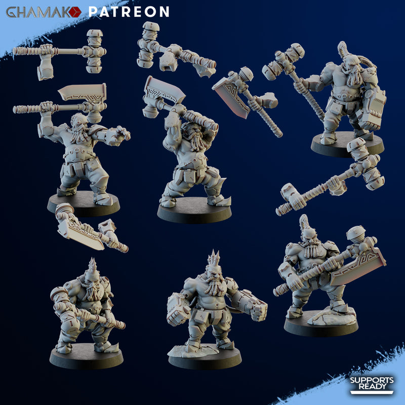 Furious Berserker Miniatures | Space Dwarves | Grimdark Proxy Miniature | Ghamak