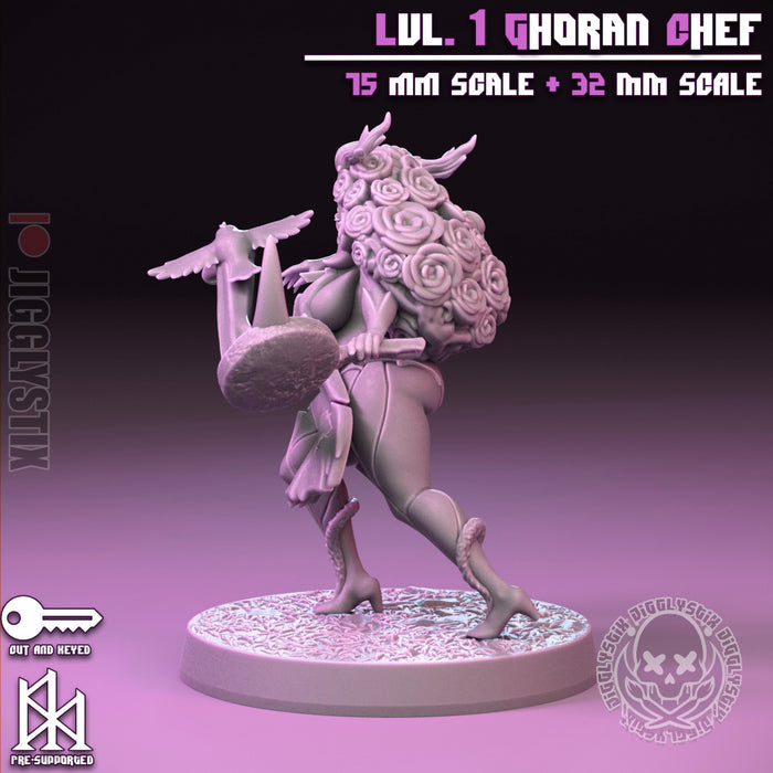 Lvl 1 Ghoran Chef | Pin-Up Statue Fan Art Miniature Unpainted | Jigglystix